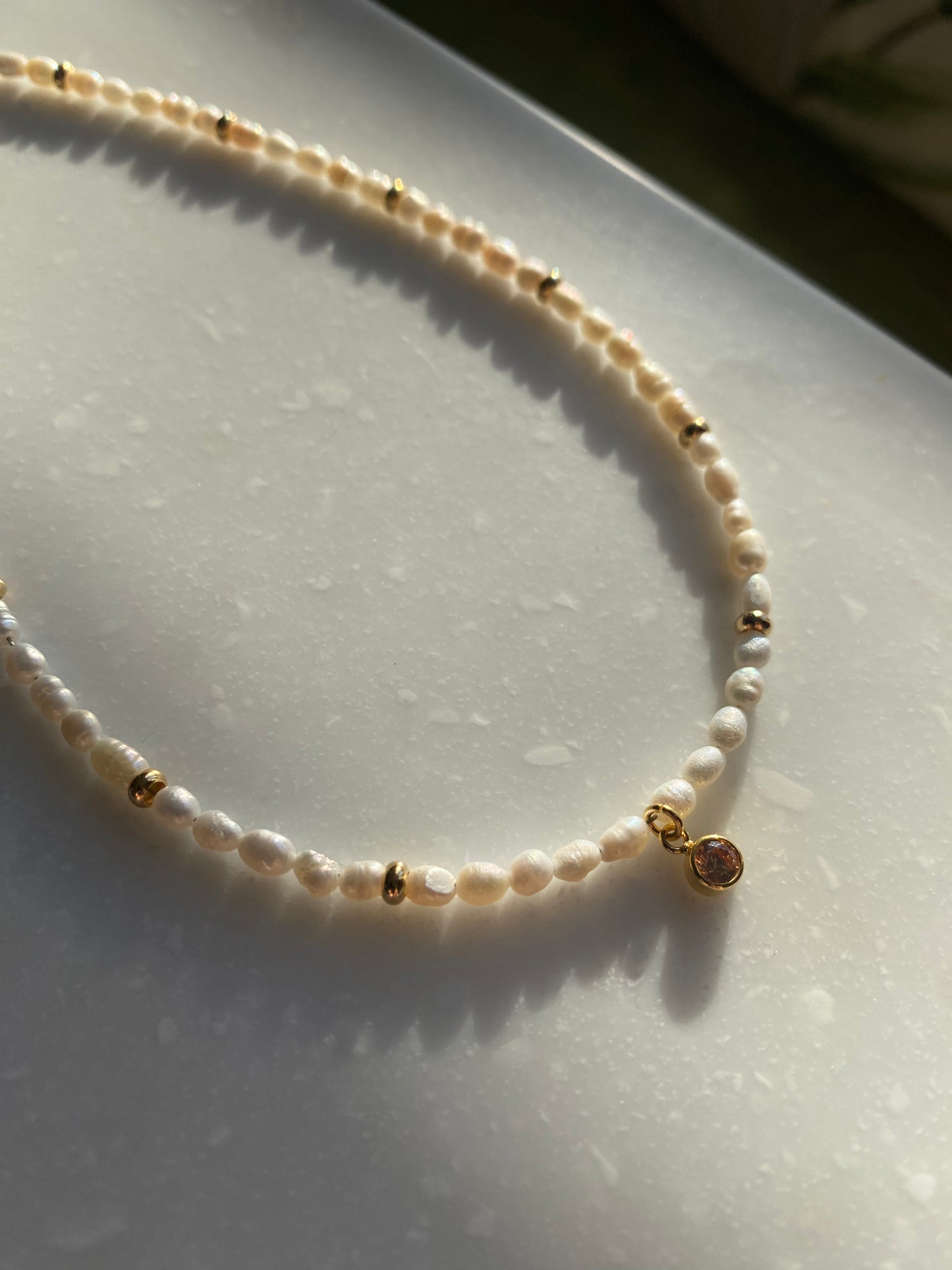 Topaz, Pearl and Gold Vermeil necklace
