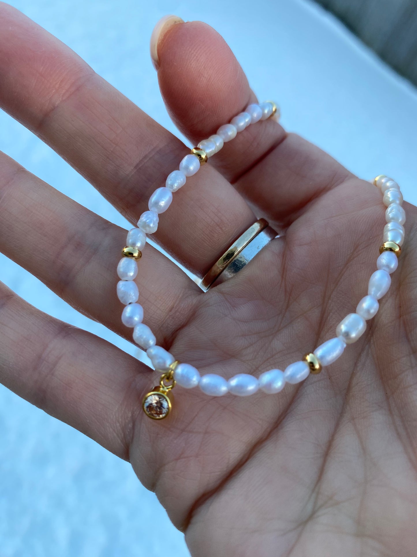 Topaz, Pearl and Gold Vermeil necklace
